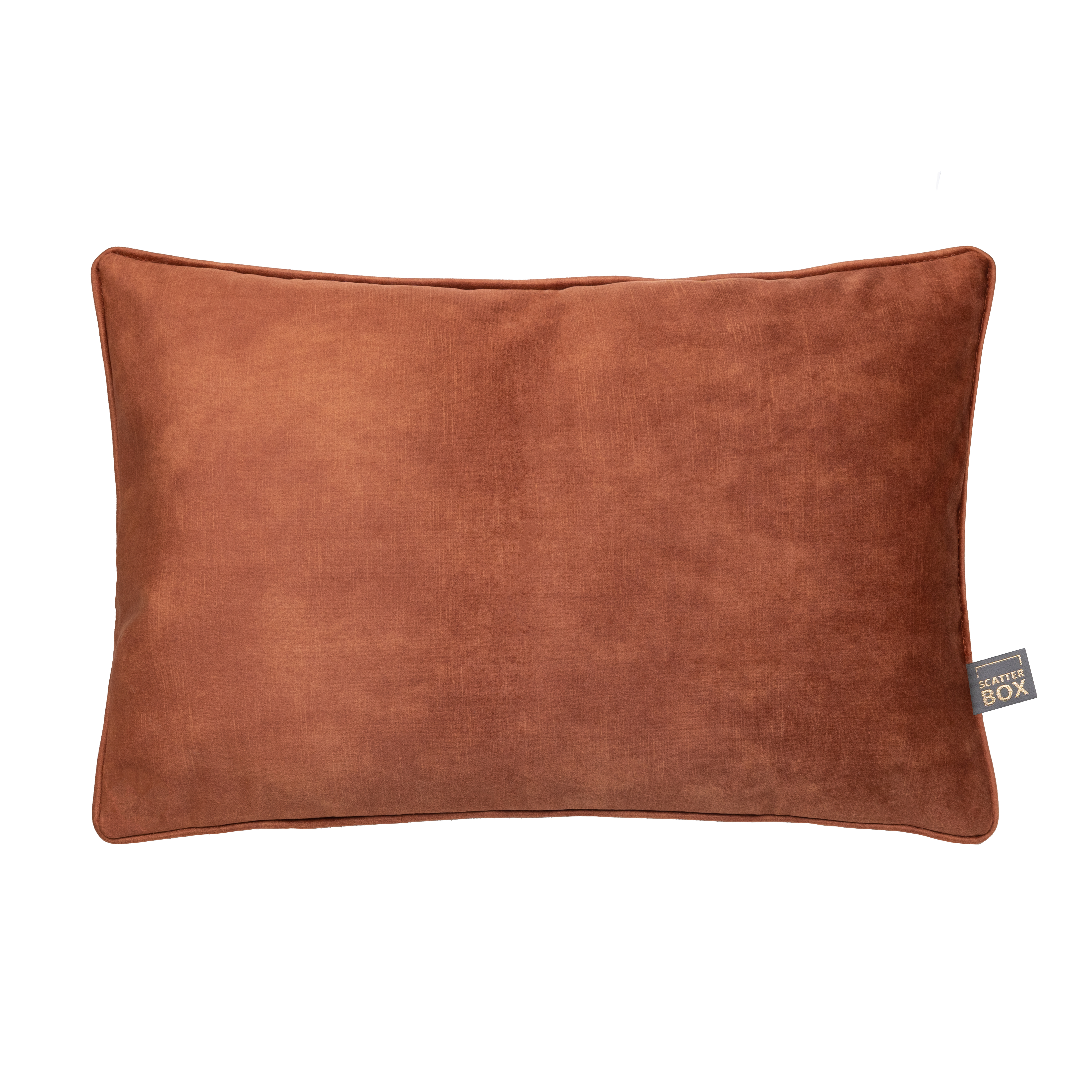 Etta Textured Velvet Bolster Cushion In Copper Camel